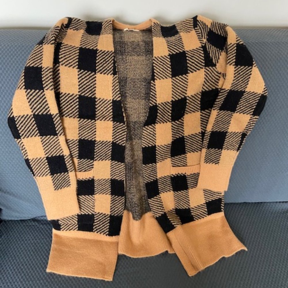 Pink Lily - Byron Bay Brown Black Plaid Cardigan